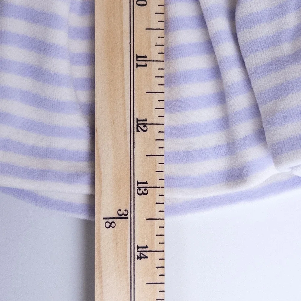 Ralph Lauren Velour Dress Baby 9M‎ Purple White Striped Ruffle Long Sleeve Pony